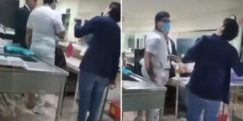 VIDEO muestra a doctora cacheteando a enfermero en hospital del IMSS 